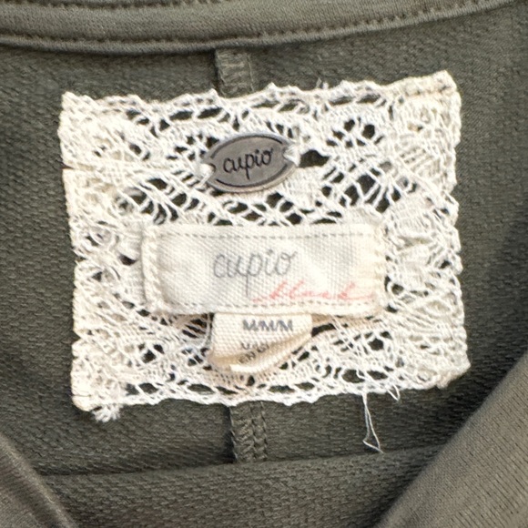 Cupio Olive Green Puff Sleeve Top - Picture 3 of 6